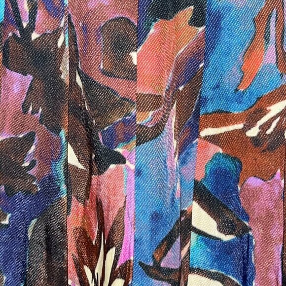 PERUVIAN CONNECTION SABIRA SKIRT Jewel Color Botanicals Pleated Full Pockets - 2 - Picture 5 of 10